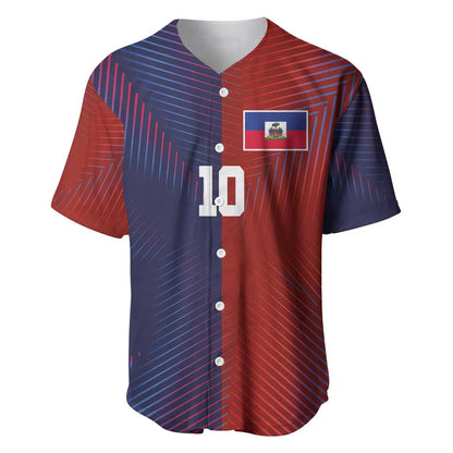Custom Haiti National Football Baseball Jersey Red Blue The Half Sporty Design - African Pride