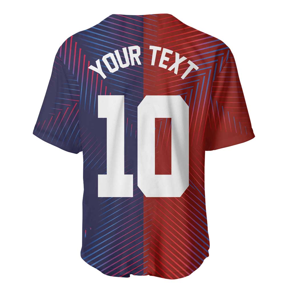 Custom Haiti National Football Baseball Jersey Red Blue The Half Sporty Design - African Pride