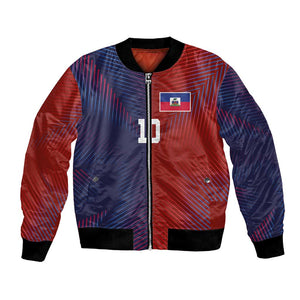 Custom Haiti National Football Bomber Jacket Red Blue The Half Sporty Design - African Pride
