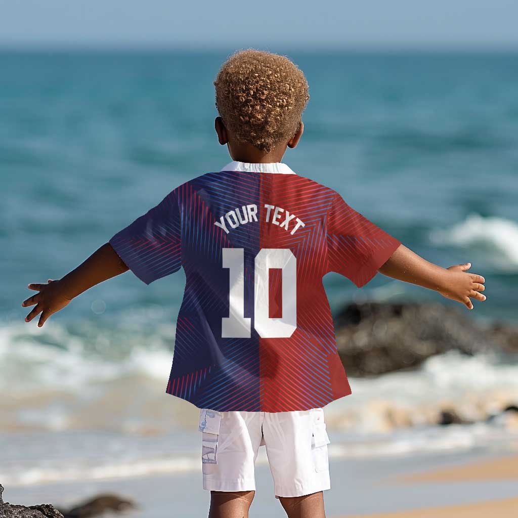 Custom Haiti National Football Kid Hawaiian Shirt Red Blue The Half Sporty Design - African Pride