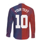 Custom Haiti National Football Long Sleeve Button Shirt Red Blue The Half Sporty Design - African Pride