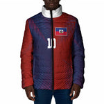 Custom Haiti National Football Padded Jacket Red Blue The Half Sporty Design - African Pride