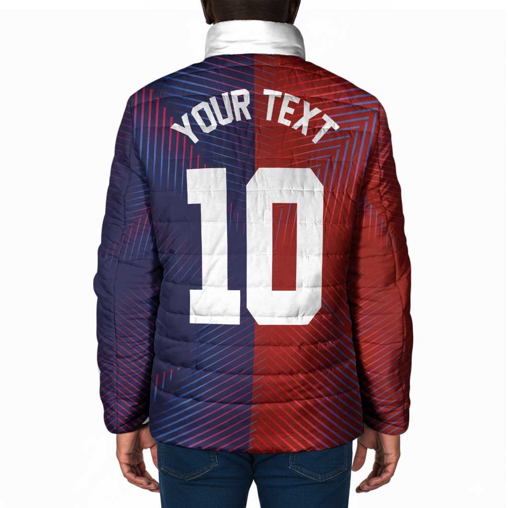 Custom Haiti National Football Padded Jacket Red Blue The Half Sporty Design - African Pride