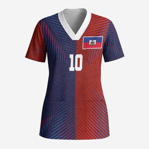 Custom Haiti National Football Scrub Top Red Blue The Half Sporty Design - African Pride