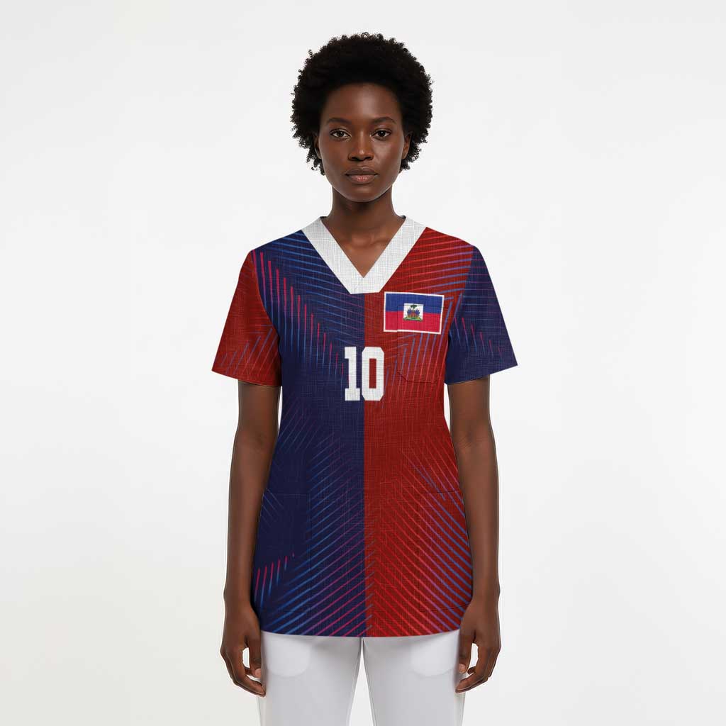Custom Haiti National Football Scrub Top Red Blue The Half Sporty Design - African Pride