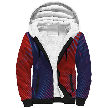 Custom Haiti National Football Sherpa Hoodie Red Blue The Half Sporty Design - African Pride