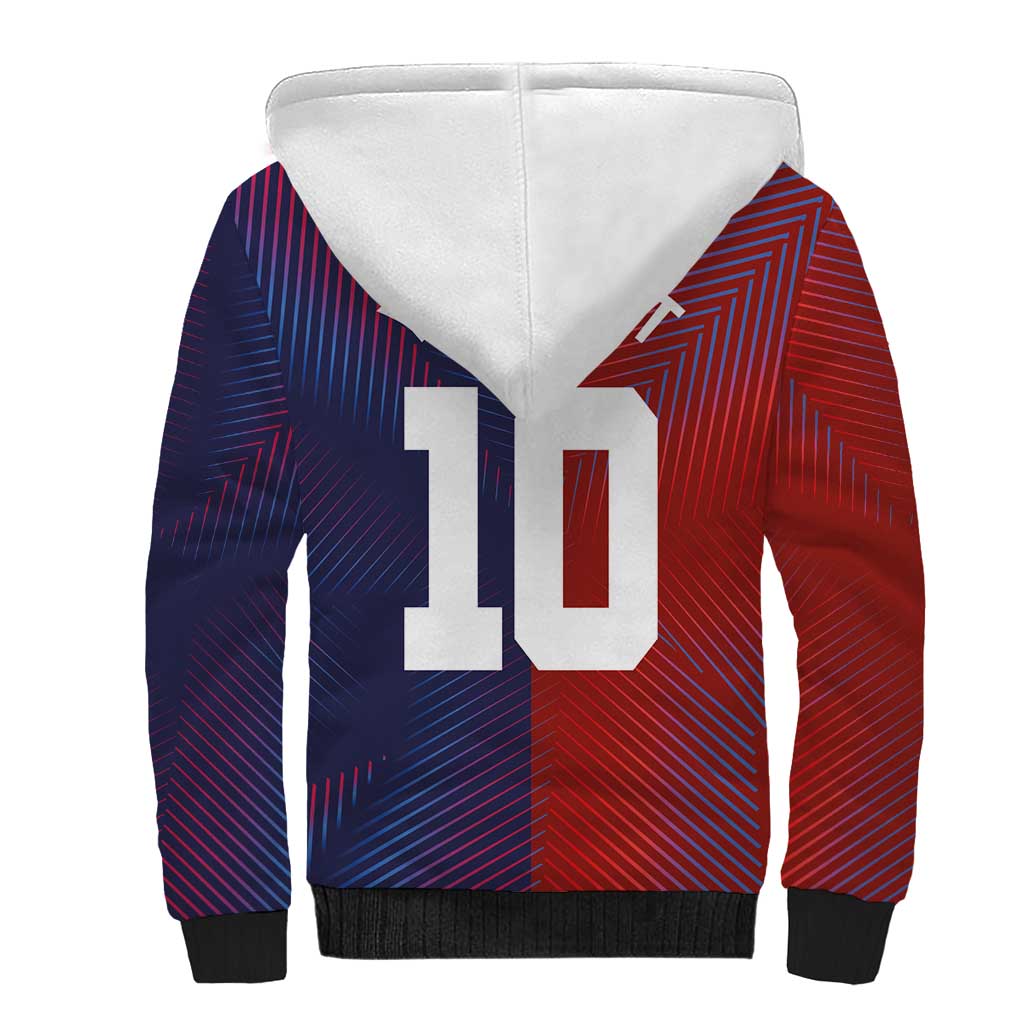 Custom Haiti National Football Sherpa Hoodie Red Blue The Half Sporty Design - African Pride
