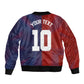 Custom Haiti National Football Sleeve Zip Bomber Jacket Red Blue The Half Sporty Design - African Pride