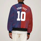 Custom Haiti National Football Sleeve Zip Bomber Jacket Red Blue The Half Sporty Design - African Pride