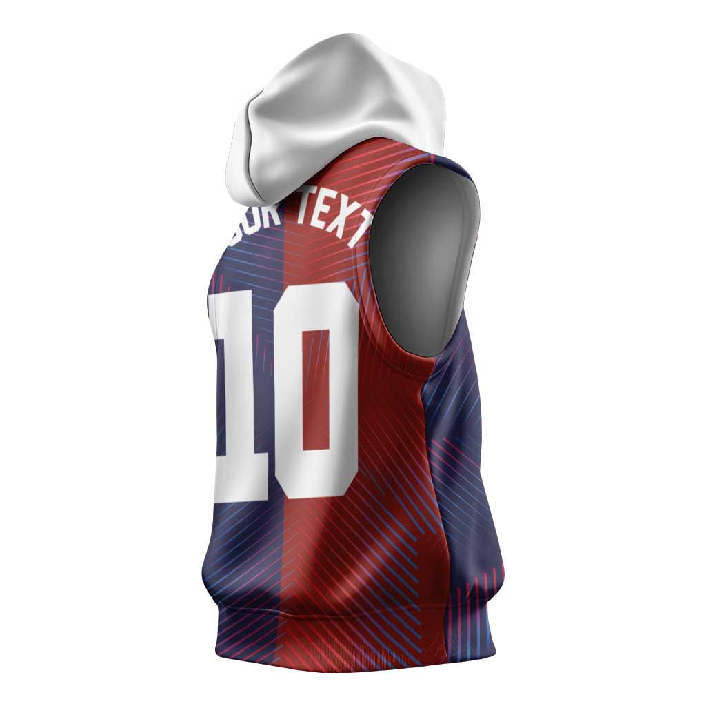 Custom Haiti National Football Sleeveless Hoodie Red Blue The Half Sporty Design - African Pride
