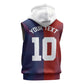 Custom Haiti National Football Sleeveless Zip Hoodie Red Blue The Half Sporty Design - African Pride