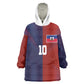 Custom Haiti National Football Wearable Blanket Hoodie Red Blue The Half Sporty Design - African Pride