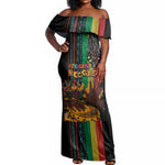 Afro-Caribbean Off Shoulder Maxi Dress African and Reggae Art Music - African Pride