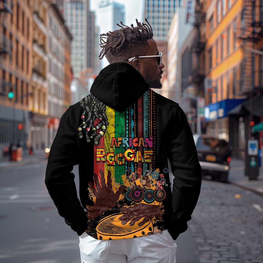 Afro-Caribbean Zip Hoodie African and Reggae Art Music - African Pride