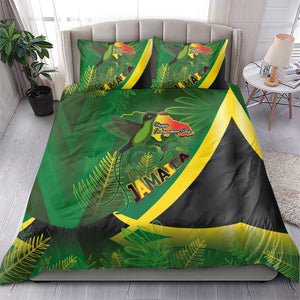 Afro Jamaica Independence Day Bedding Set Swallow-tail Hummingbird with Tropical Plants - African Pride