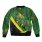 Afro Jamaica Independence Day Bomber Jacket Swallow-tail Hummingbird with Tropical Plants - African Pride