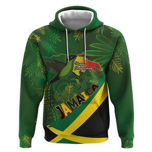 Afro Jamaica Independence Day Hoodie Swallow-tail Hummingbird with Tropical Plants - African Pride