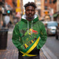 Afro Jamaica Independence Day Hoodie Swallow-tail Hummingbird with Tropical Plants - African Pride