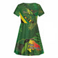 Afro Jamaica Independence Day Kid Short Sleeve Dress Swallow-tail Hummingbird with Tropical Plants - African Pride