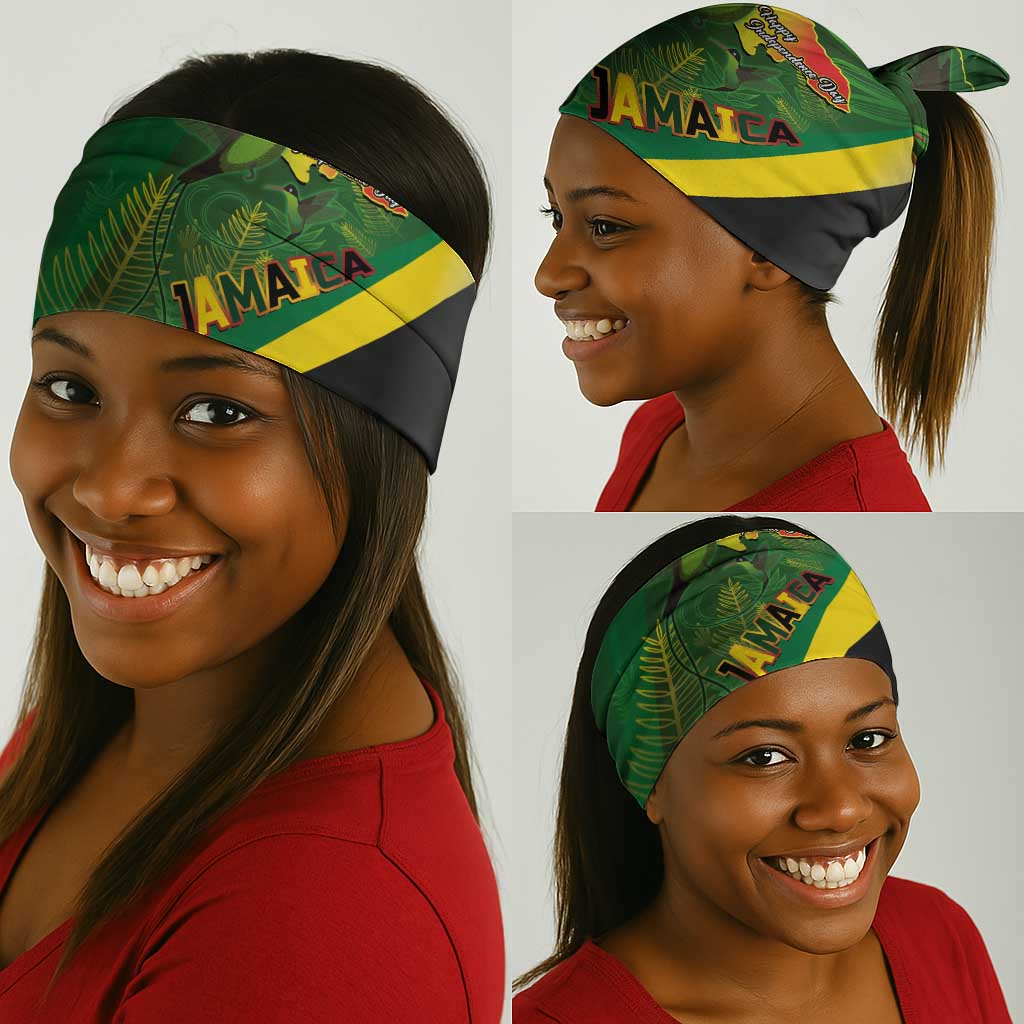 Afro Jamaica Independence Day Neck Gaiter Swallow-tail Hummingbird Tropical Plants LT03