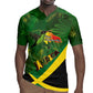 Afro Jamaica Independence Day Rugby Jersey Swallow-tail Hummingbird with Tropical Plants - African Pride