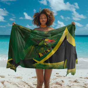 Afro Jamaica Independence Day Sarong Swallow-tail Hummingbird with Tropical Plants - African Pride