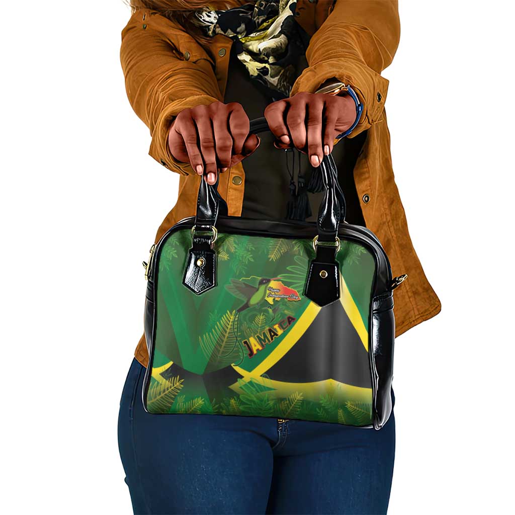 Afro Jamaica Independence Day Shoulder Handbag Swallow-tail Hummingbird with Tropical Plants - African Pride