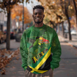 Afro Jamaica Independence Day Sweatshirt Swallow-tail Hummingbird with Tropical Plants - African Pride