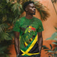 Afro Jamaica Independence Day T shirt Swallow-tail Hummingbird with Tropical Plants - African Pride