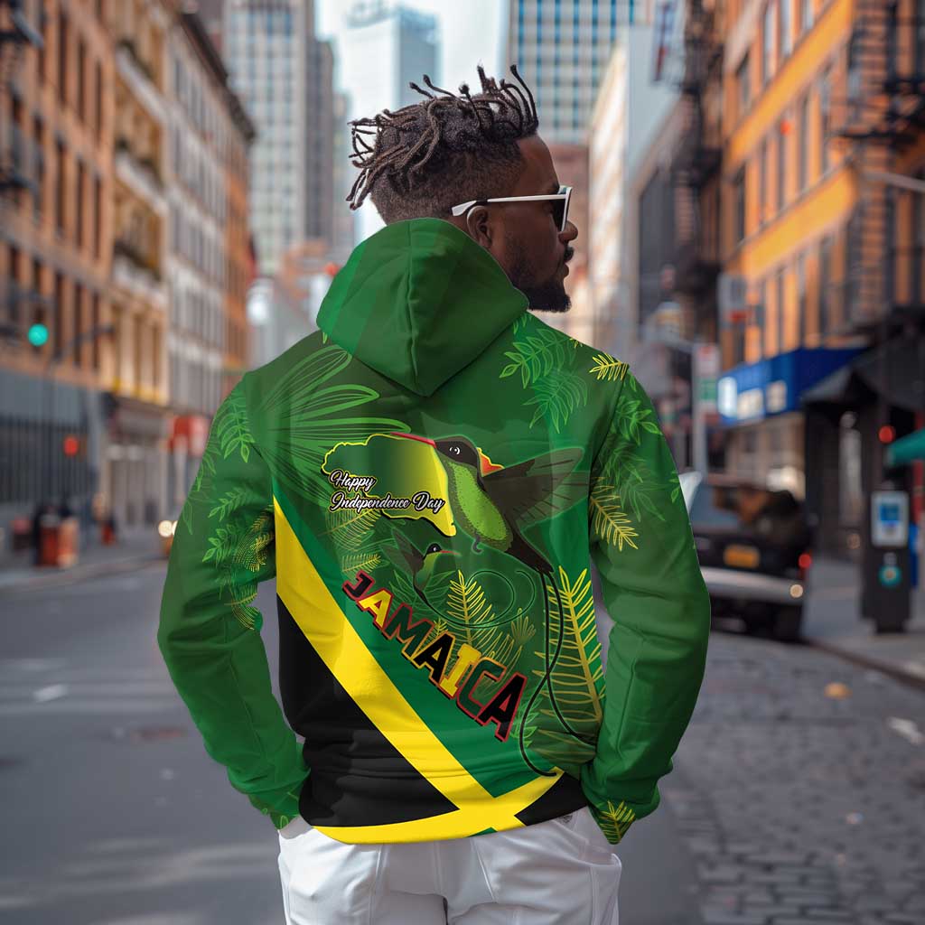 Afro Jamaica Independence Day Zip Hoodie Swallow-tail Hummingbird with Tropical Plants - African Pride