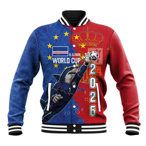 Custom Cape Verde Football 2026 Debut Baseball Jacket Blue Sharks Stand Strong