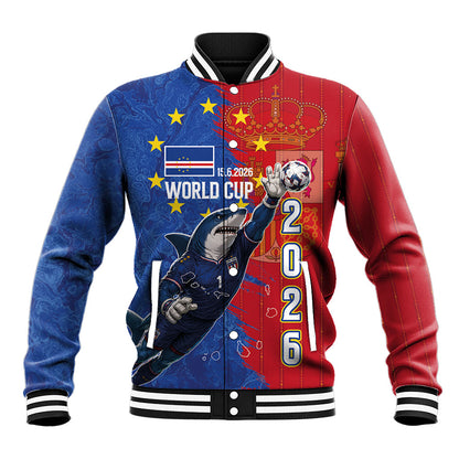 Custom Cape Verde Football 2026 Debut Baseball Jacket Blue Sharks Stand Strong