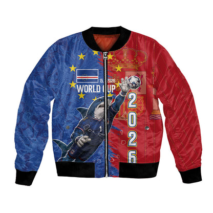Custom Cape Verde Football 2026 Debut Bomber Jacket Blue Sharks Stand Strong