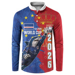 Custom Cape Verde Football 2026 Debut Button Sweatshirt Blue Sharks Stand Strong