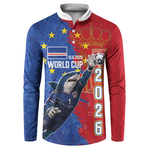 Custom Cape Verde Football 2026 Debut Button Sweatshirt Blue Sharks Stand Strong