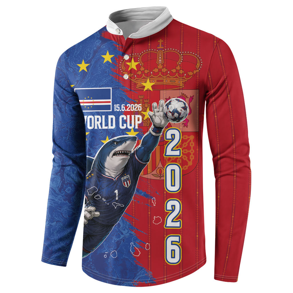 Custom Cape Verde Football 2026 Debut Button Sweatshirt Blue Sharks Stand Strong