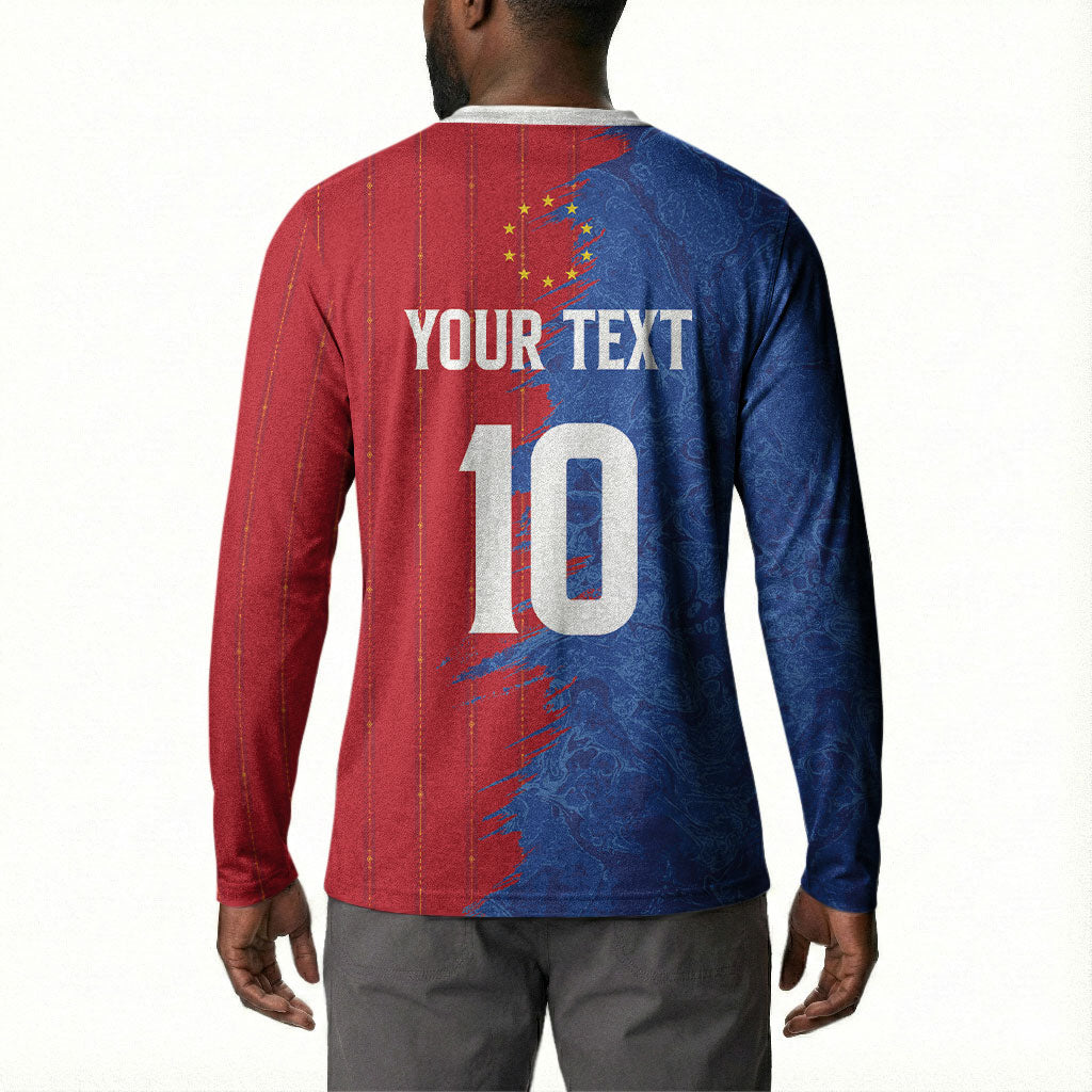 Custom Cape Verde Football 2026 Debut Button Sweatshirt Blue Sharks Stand Strong