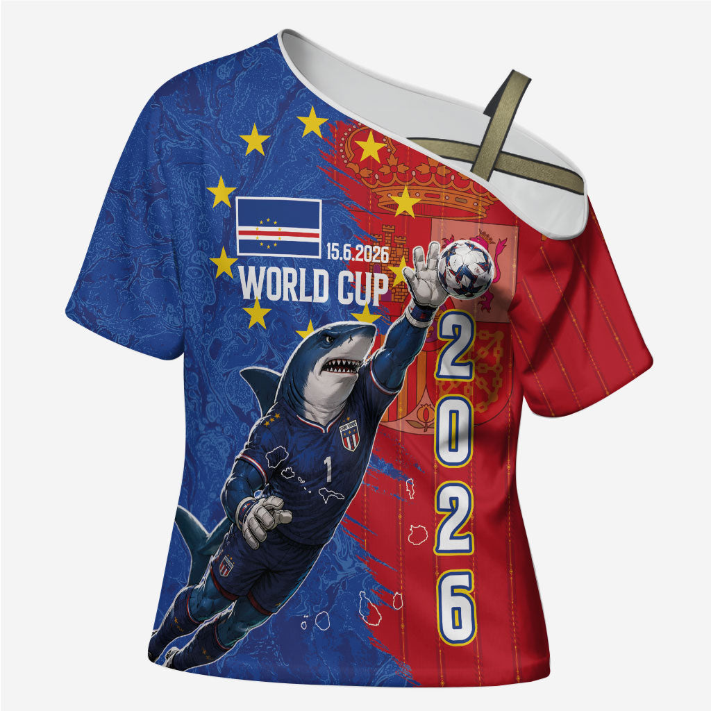 Custom Cape Verde Football 2026 Debut Cross Shoulder Shirt Blue Sharks Stand Strong