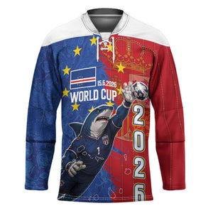 Custom Cape Verde Football 2026 Debut Hockey Jersey Blue Sharks Stand Strong