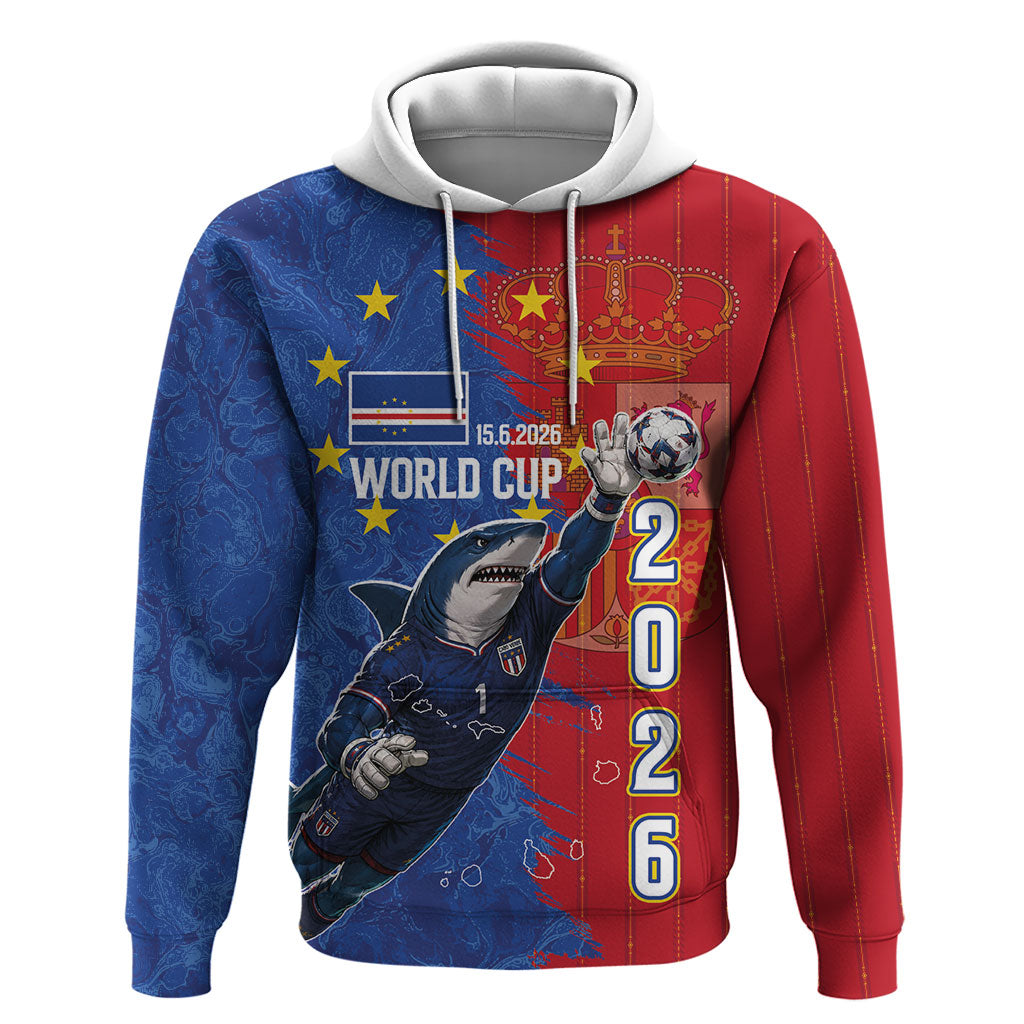 Custom Cape Verde Football 2026 Debut Hoodie Blue Sharks Stand Strong