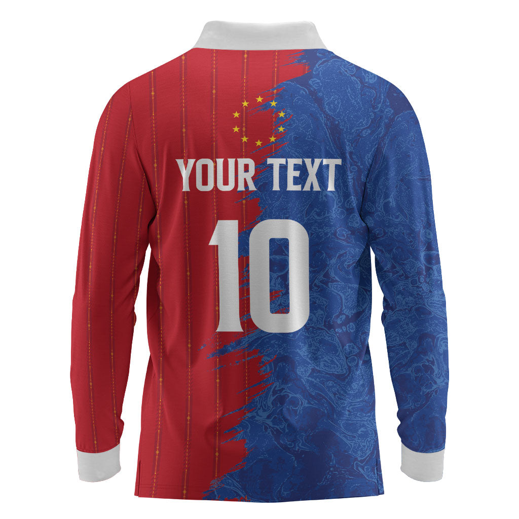 Custom Cape Verde Football 2026 Debut Long Sleeve Polo Shirt Blue Sharks Stand Strong