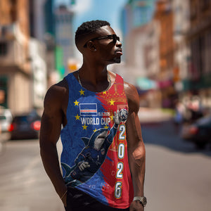 Custom Cape Verde Football 2026 Debut Men Tank Top Blue Sharks Stand Strong