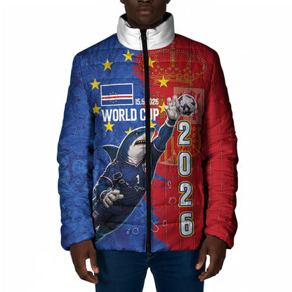 Custom Cape Verde Football 2026 Debut Padded Jacket Blue Sharks Stand Strong