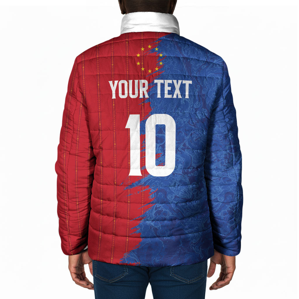 Custom Cape Verde Football 2026 Debut Padded Jacket Blue Sharks Stand Strong