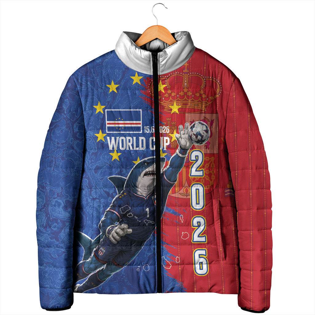 Custom Cape Verde Football 2026 Debut Padded Jacket Blue Sharks Stand Strong