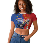 Custom Cape Verde Football 2026 Debut Raglan Cropped T shirt Blue Sharks Stand Strong