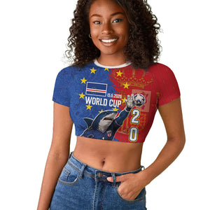 Custom Cape Verde Football 2026 Debut Raglan Cropped T shirt Blue Sharks Stand Strong