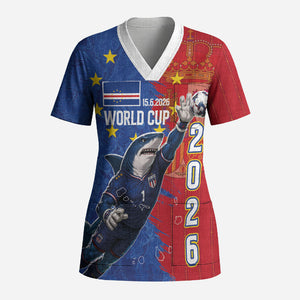 Custom Cape Verde Football 2026 Debut Scrub Top Blue Sharks Stand Strong