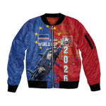 Custom Cape Verde Football 2026 Debut Sleeve Zip Bomber Jacket Blue Sharks Stand Strong