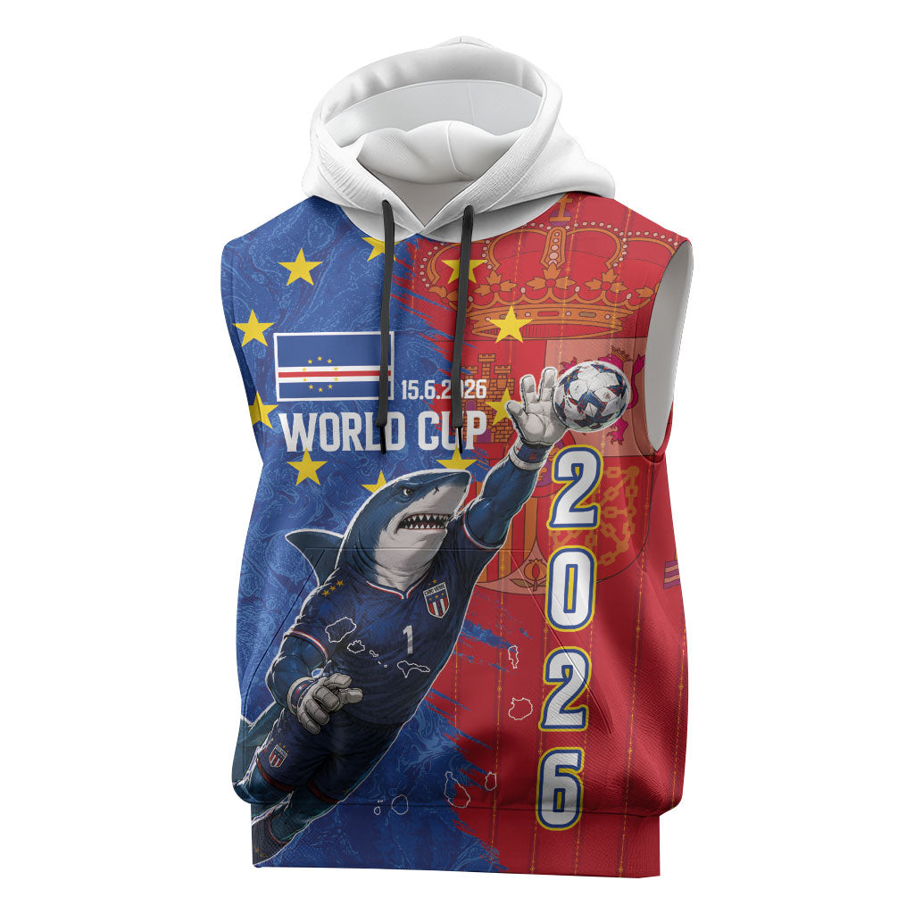 Custom Cape Verde Football 2026 Debut Sleeveless Hoodie Blue Sharks Stand Strong